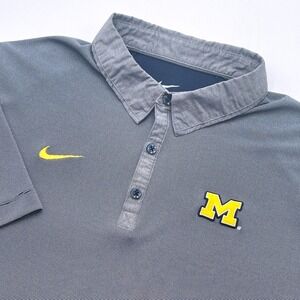 Nike Michigan Wolverines Dri-FIT Polo Shirt Mens XL Navy Stripe 32883X-MC1